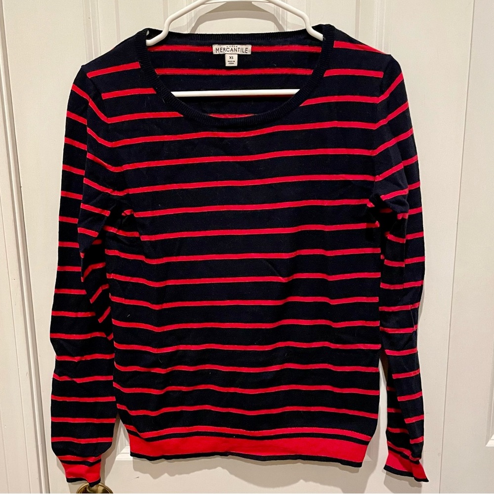 Jcrew mercantile red and black striped sweater size XS